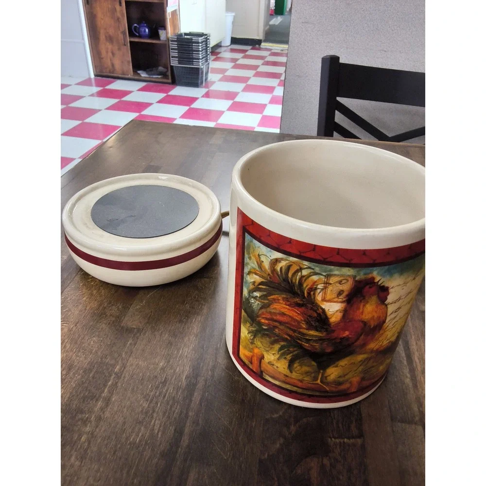 Dennis East International Rooster Ceramic Electric Candle Warmer Jar Set 2pc